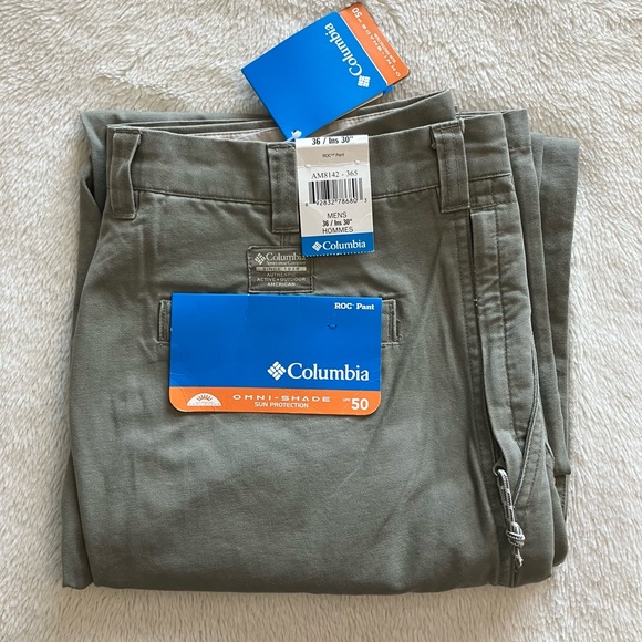 NWT Columbia Men’s ROC Pants Omni Shade UPF 50 AM8142-365 Sage 36 30 - Picture 1 of 9